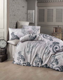 L'essentiel linge de maison Ottoman Juego de Funda de Edredón Doble Ranforce Rosa Empolvado, Blanco y Negro